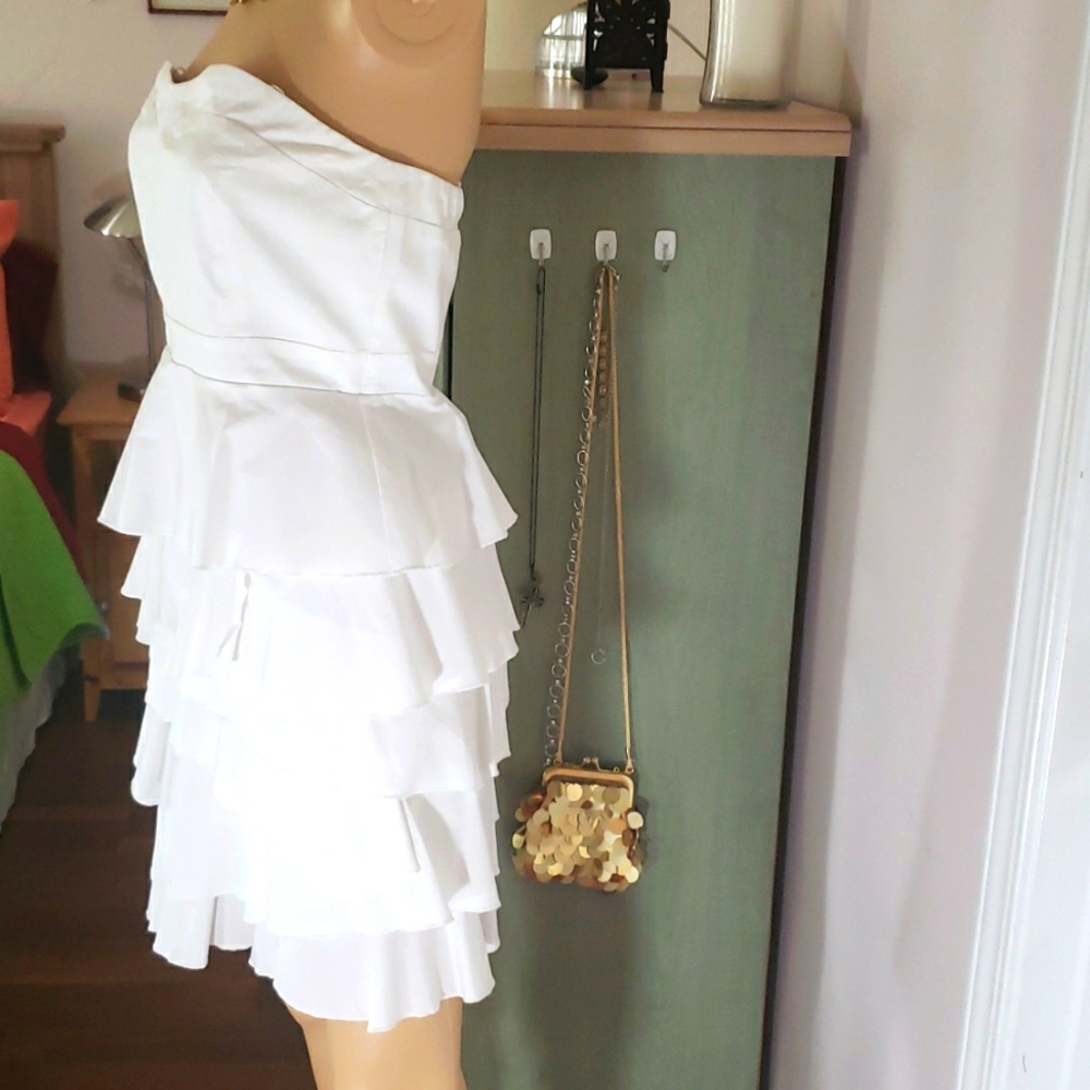 NEW YORK COMP. White strapless tier dress sz 6 - Picture 2 of 5